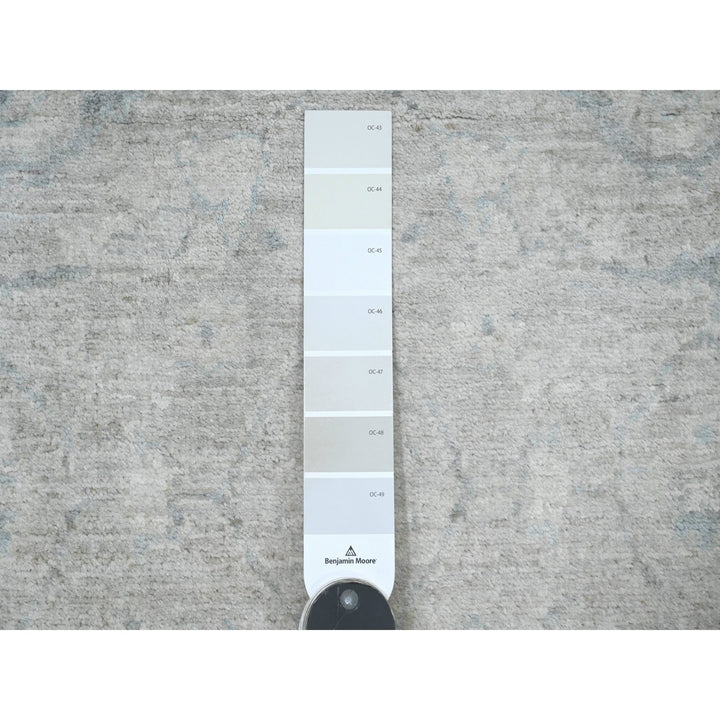 2'10" x 11'7" New Hand Knotted Grey Wool Runner Oriental Rug - MOA10220673
