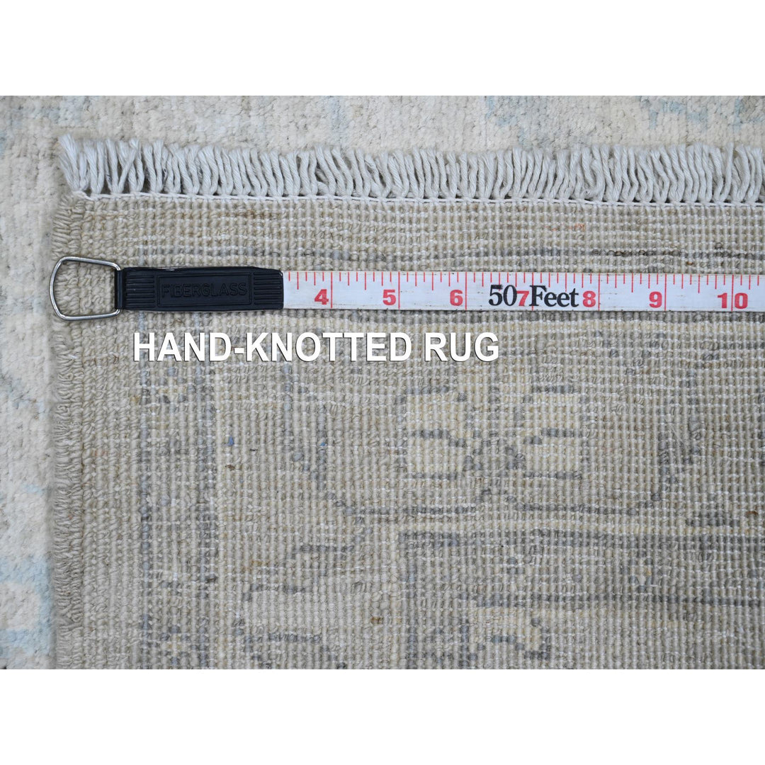 2'10" x 11'7" New Hand Knotted Grey Wool Runner Oriental Rug - MOA10220673
