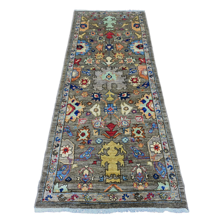 3'0" x 7'10" New Hand Knotted Grey Wool Runner Oriental Rug - MOA10220674