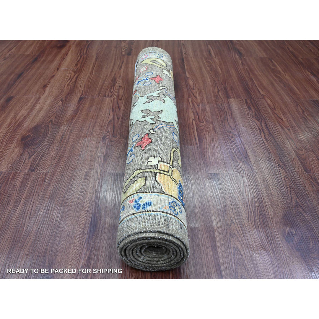 3'0" x 7'10" New Hand Knotted Grey Wool Runner Oriental Rug - MOA10220674