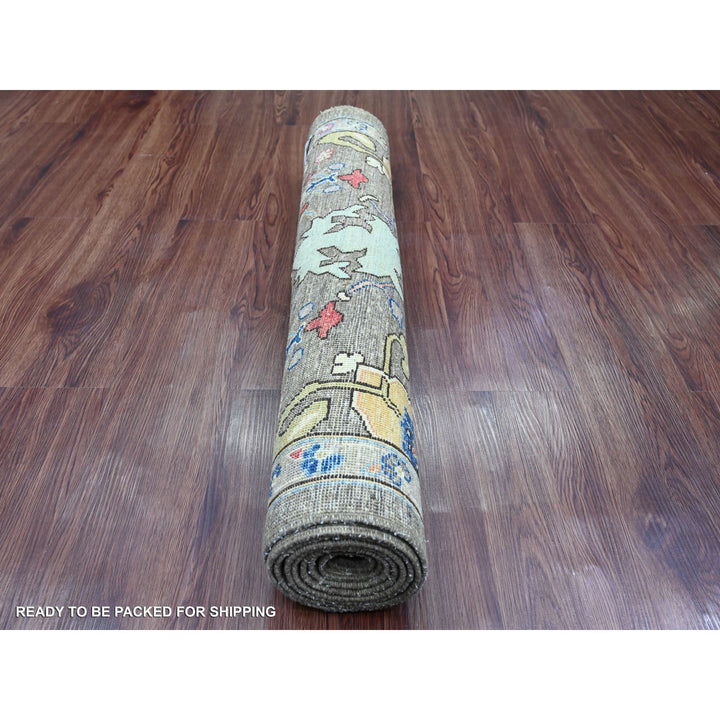 3'0" x 7'10" New Hand Knotted Grey Wool Runner Oriental Rug - MOA10220674