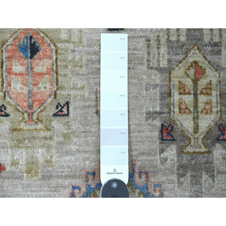 2'6" x 5'9" New Hand Knotted Grey Wool Runner Oriental Rug - MOA10220676