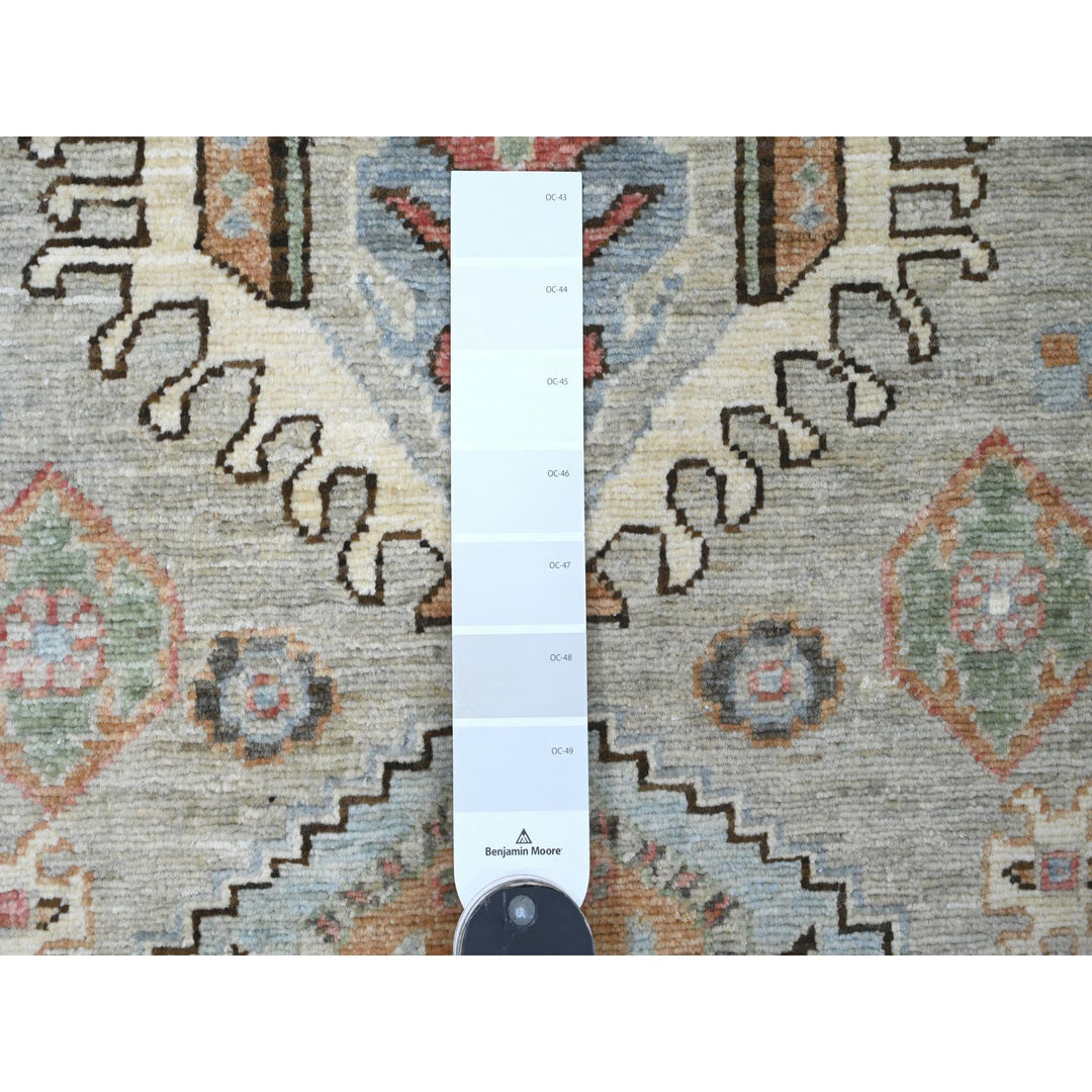 2'9" x 11'11" New Hand Knotted Grey Wool Runner Oriental Rug - MOA10220677