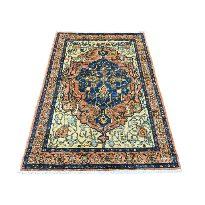 4'2" x 6'0" New Hand Knotted Orange Wool Rectangle Oriental Rug - MOA10220695