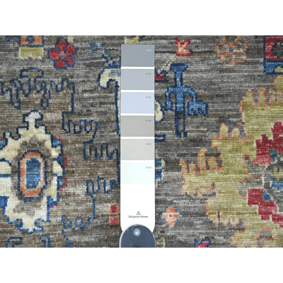 3'11" x 5'11" New Hand Knotted Grey Wool Rectangle Oriental Rug - MOA10220696