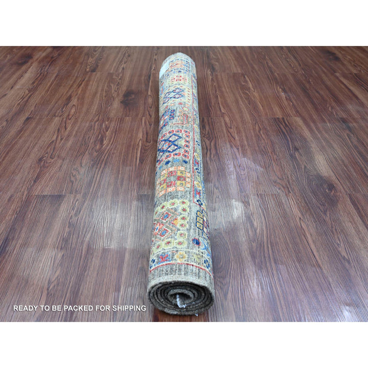 3'11" x 5'11" New Hand Knotted Grey Wool Rectangle Oriental Rug - MOA10220696