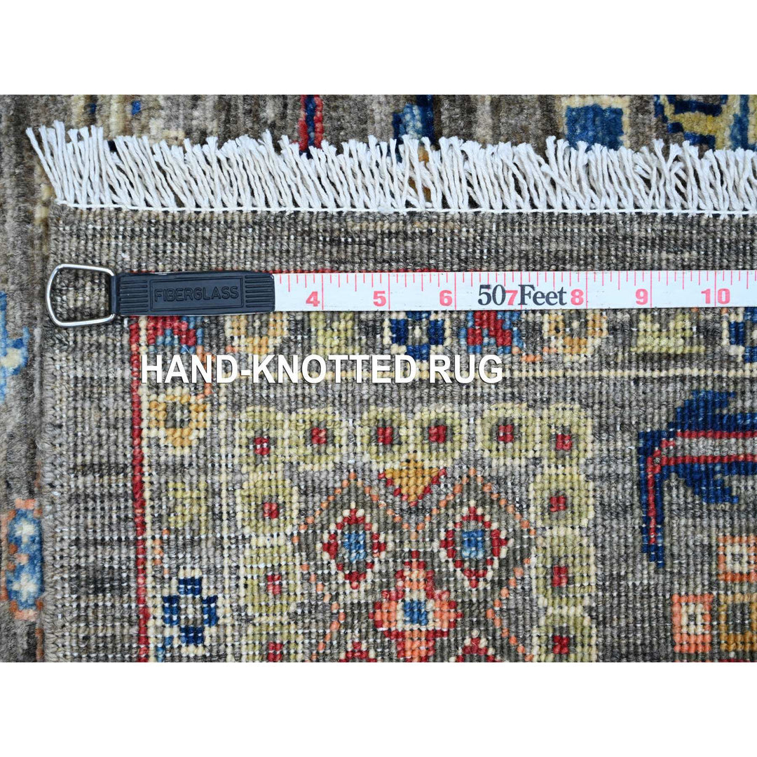 3'11" x 5'11" New Hand Knotted Grey Wool Rectangle Oriental Rug - MOA10220696