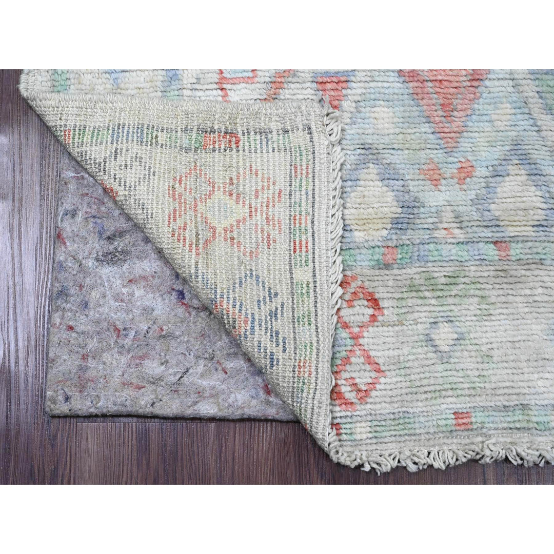 3'2" x 10'5" New Hand Knotted Grey Wool Runner Oriental Rug - MOA10220699