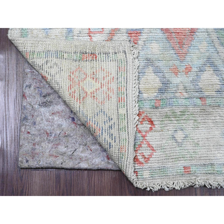 3'2" x 10'5" New Hand Knotted Grey Wool Runner Oriental Rug - MOA10220699