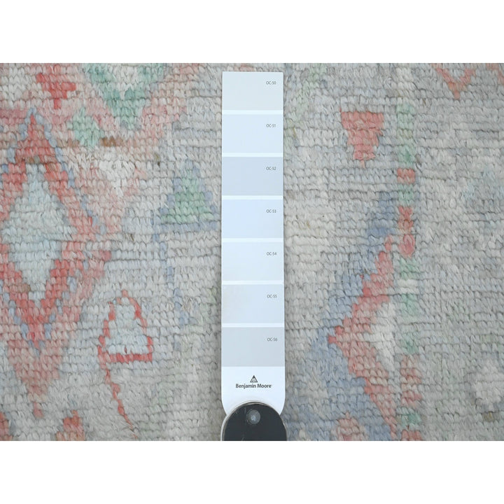 3'2" x 10'5" New Hand Knotted Grey Wool Runner Oriental Rug - MOA10220699