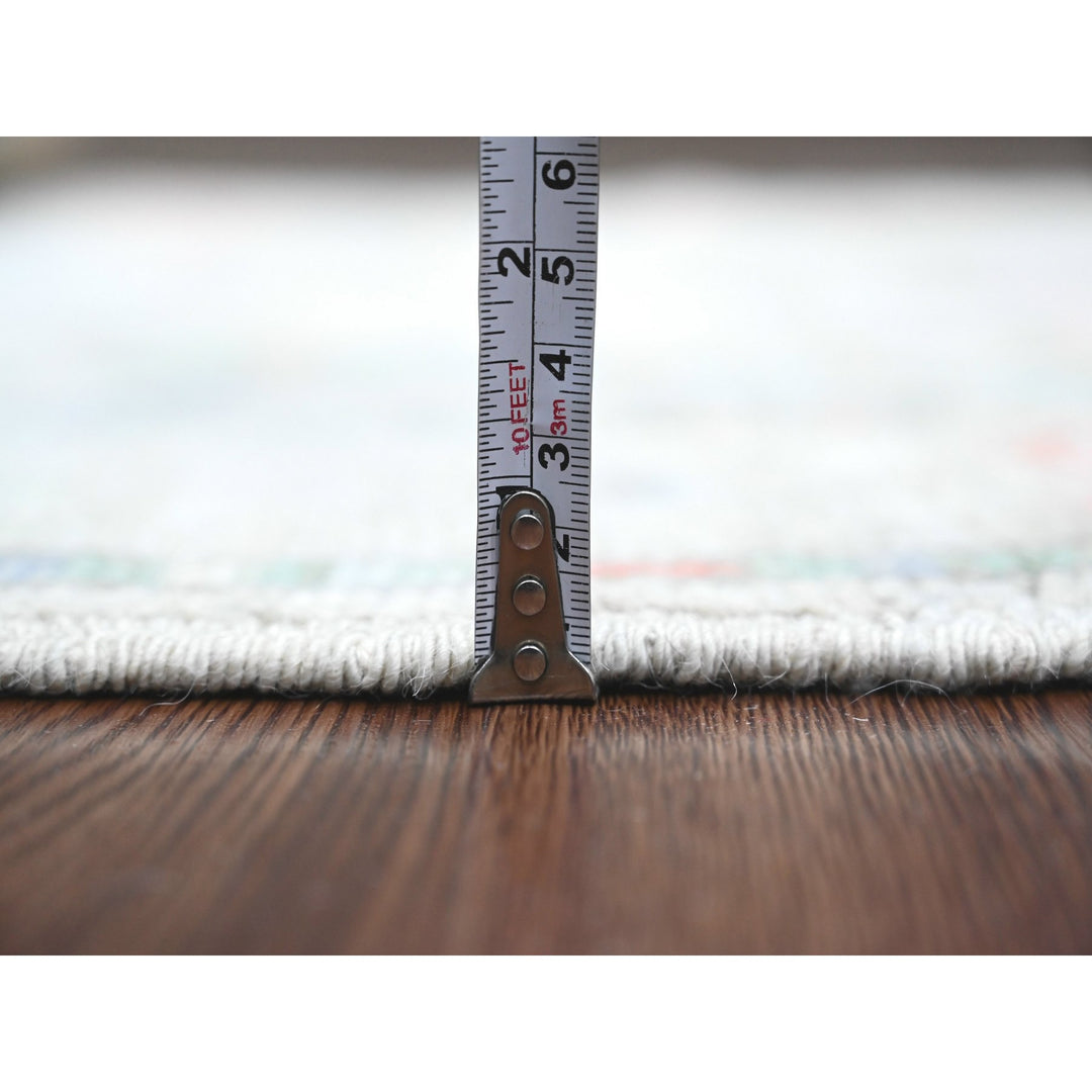 3'2" x 10'5" New Hand Knotted Grey Wool Runner Oriental Rug - MOA10220699