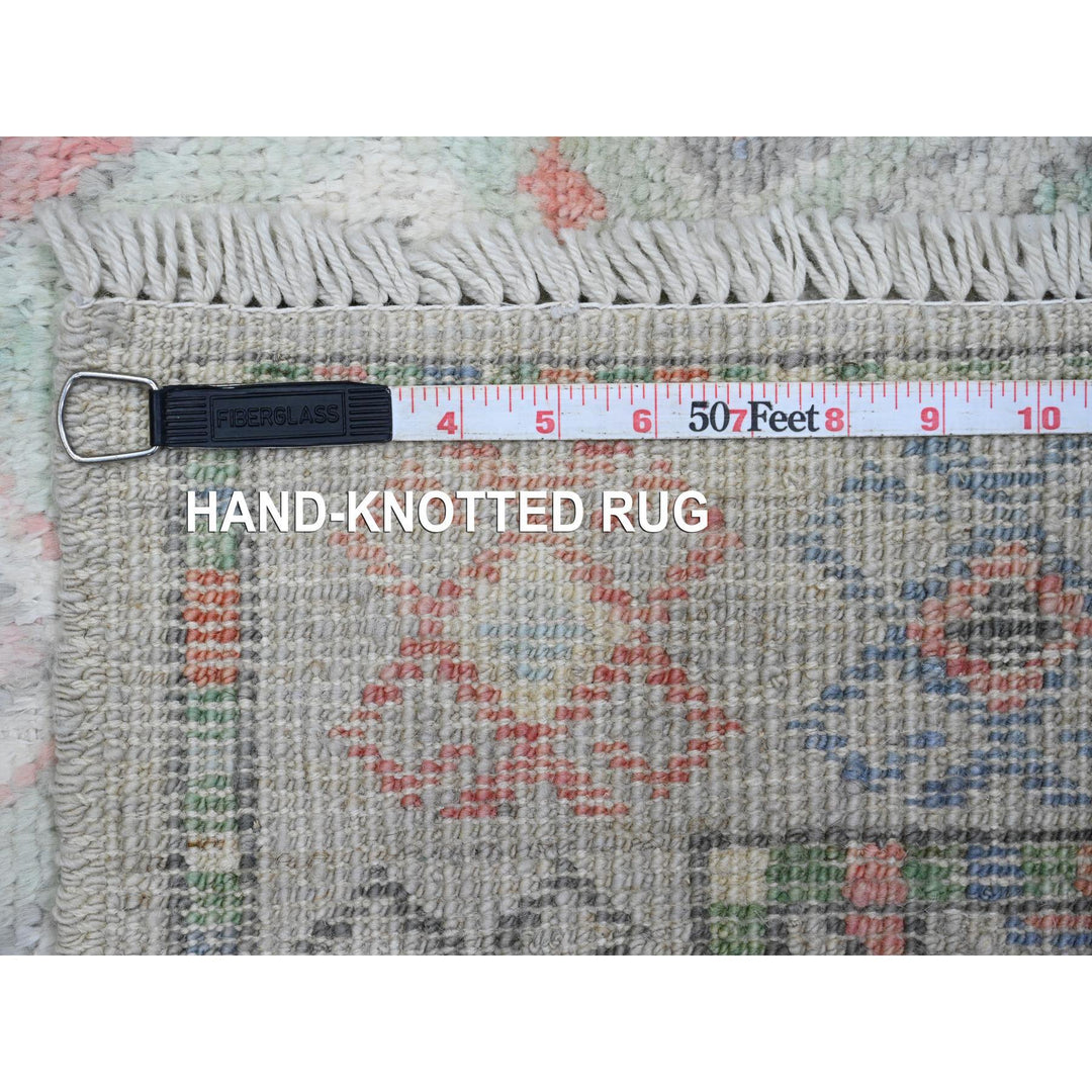3'2" x 10'5" New Hand Knotted Grey Wool Runner Oriental Rug - MOA10220699