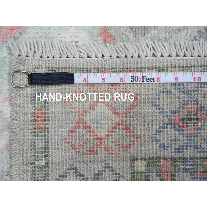3'2" x 10'5" New Hand Knotted Grey Wool Runner Oriental Rug - MOA10220699