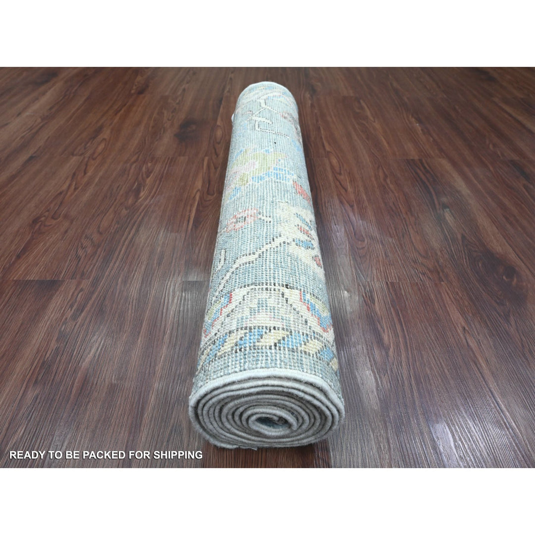 2'9" x 9'9" New Hand Knotted Blue Wool Runner Oriental Rug - MOA10220701