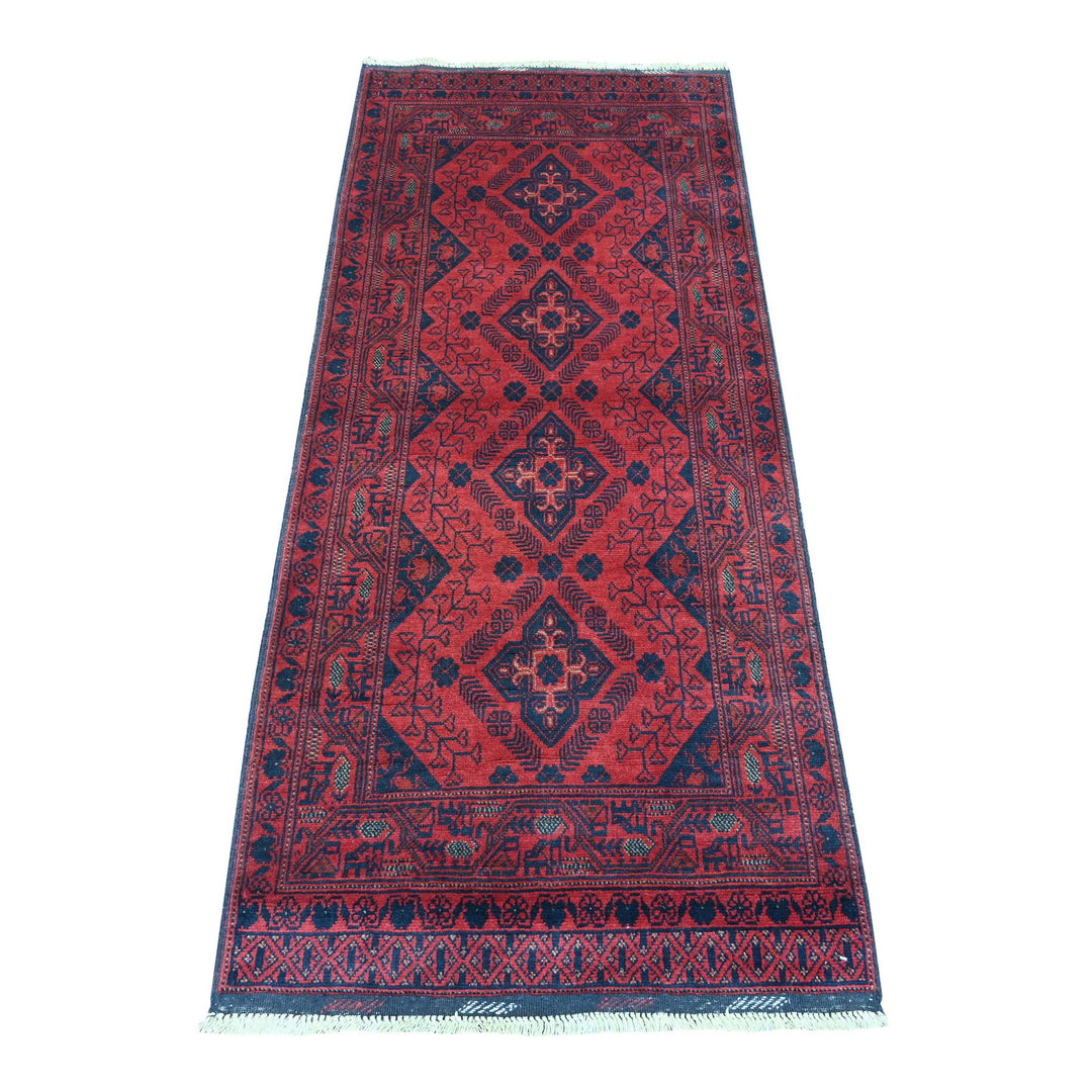 2'8" x 6'3" New Hand Knotted Red Wool Runner Oriental Rug - MOA10220704