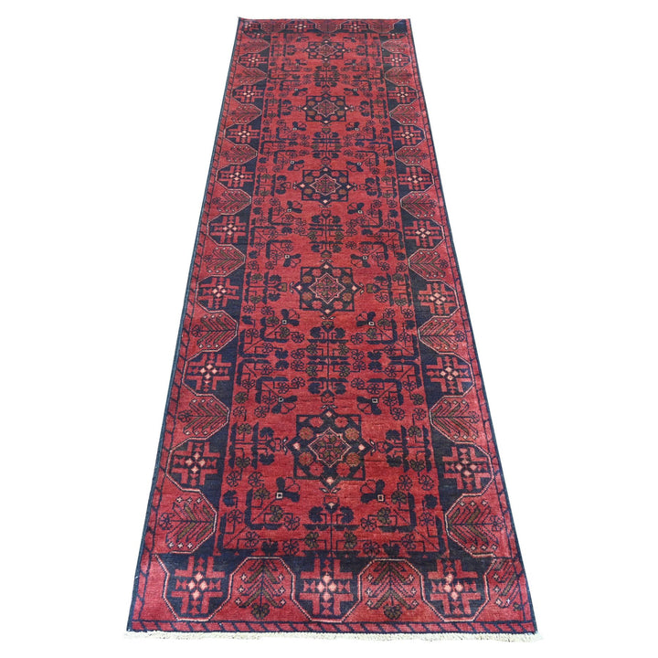 2'8" x 9'3" New Hand Knotted Red Wool Runner Oriental Rug - MOA10220708