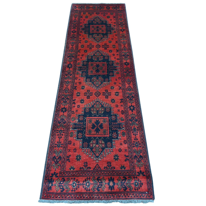 2'4" x 7'9" New Hand Knotted Red Wool Runner Oriental Rug - MOA10220725