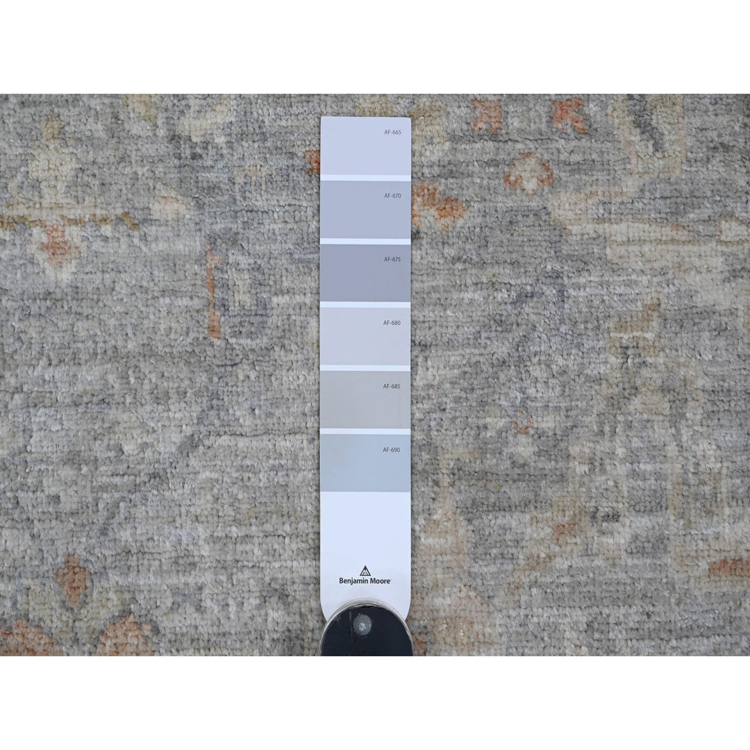 5'11" x 5'11" New Hand Knotted Grey Wool Round Oriental Rug - MOA10220730