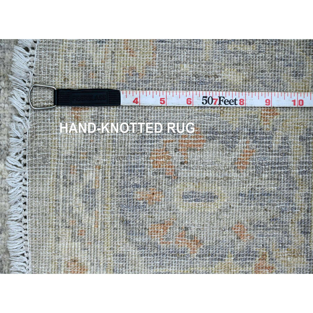 5'11" x 5'11" New Hand Knotted Grey Wool Round Oriental Rug - MOA10220730