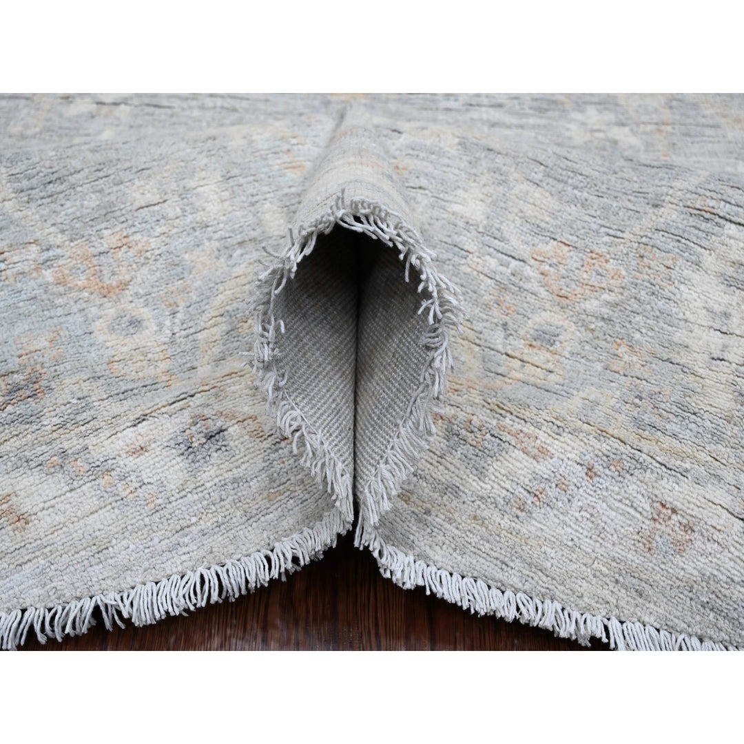 7'8" x 7'10" New Hand Knotted Grey Wool Round Oriental Rug - MOA10220731