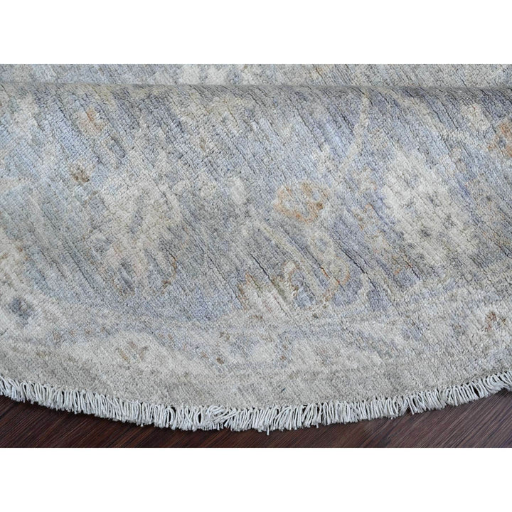 7'8" x 7'10" New Hand Knotted Grey Wool Round Oriental Rug - MOA10220731