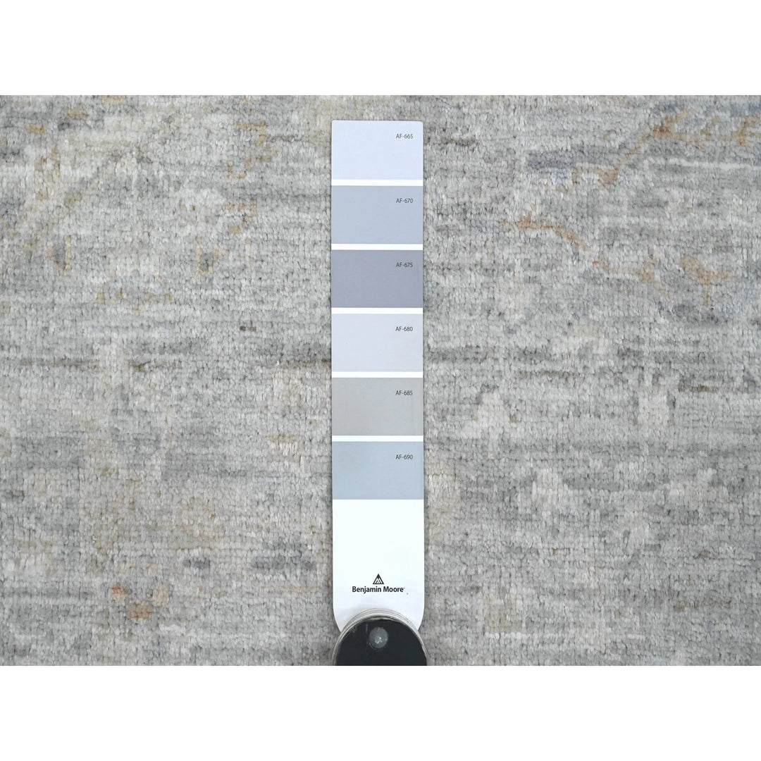 7'8" x 7'10" New Hand Knotted Grey Wool Round Oriental Rug - MOA10220731