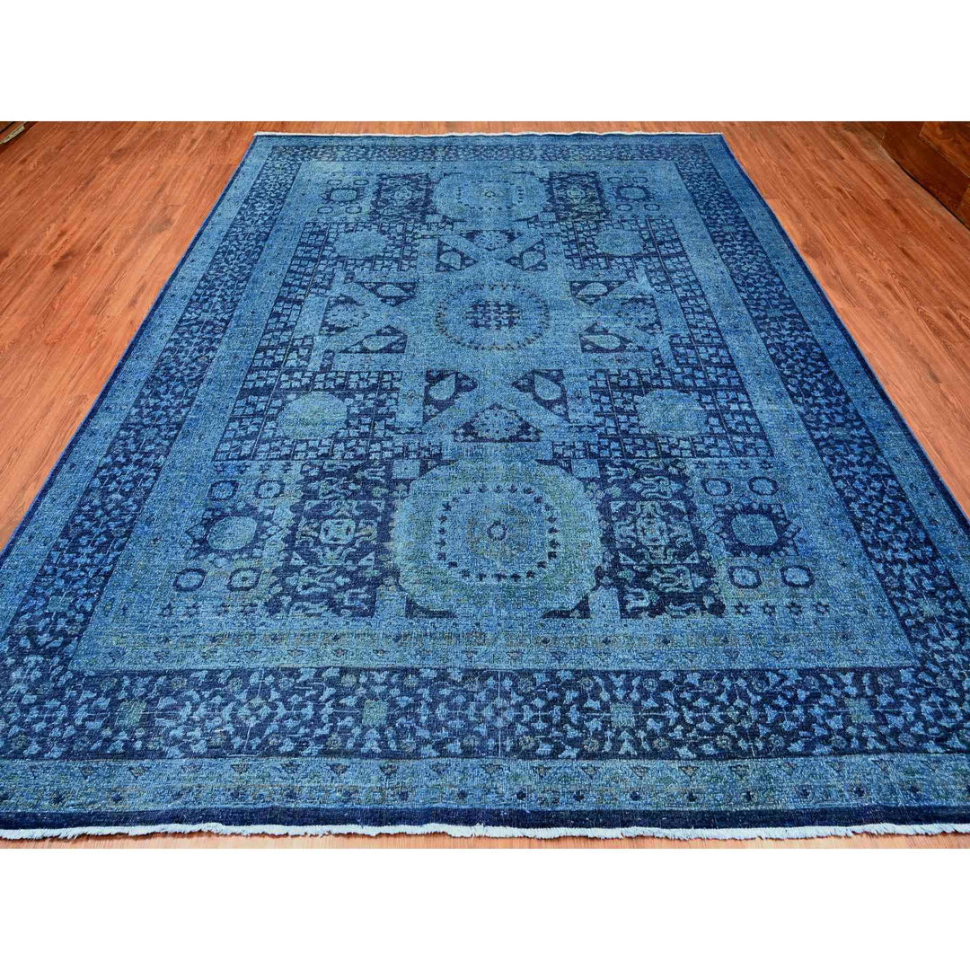 9'0" x 11'5" New Hand Knotted Blue Wool Rectangle Oriental Rug - MOA10220733