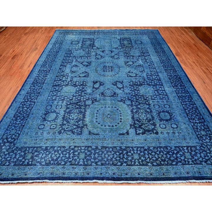9'0" x 11'5" New Hand Knotted Blue Wool Rectangle Oriental Rug - MOA10220733