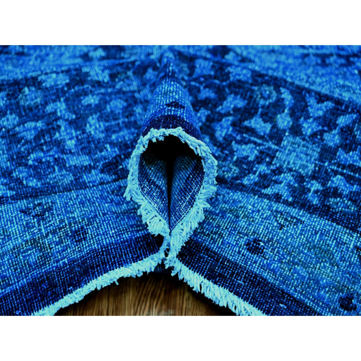 9'0" x 11'5" New Hand Knotted Blue Wool Rectangle Oriental Rug - MOA10220733