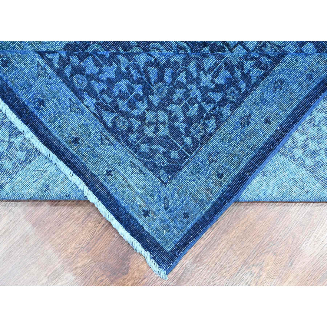 9'0" x 11'5" New Hand Knotted Blue Wool Rectangle Oriental Rug - MOA10220733