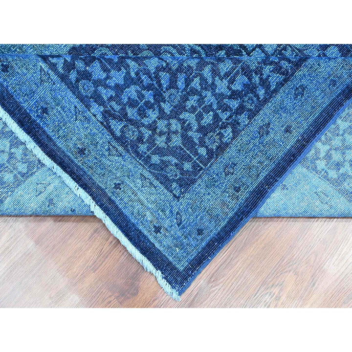 9'0" x 11'5" New Hand Knotted Blue Wool Rectangle Oriental Rug - MOA10220733