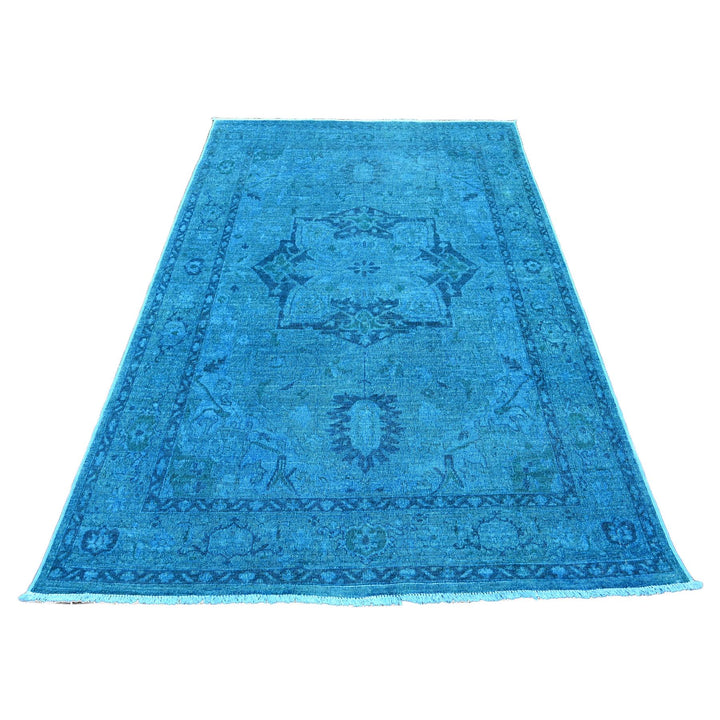5'3" x 7'7" New Hand Knotted Blue Wool Rectangle Oriental Rug - MOA10220734