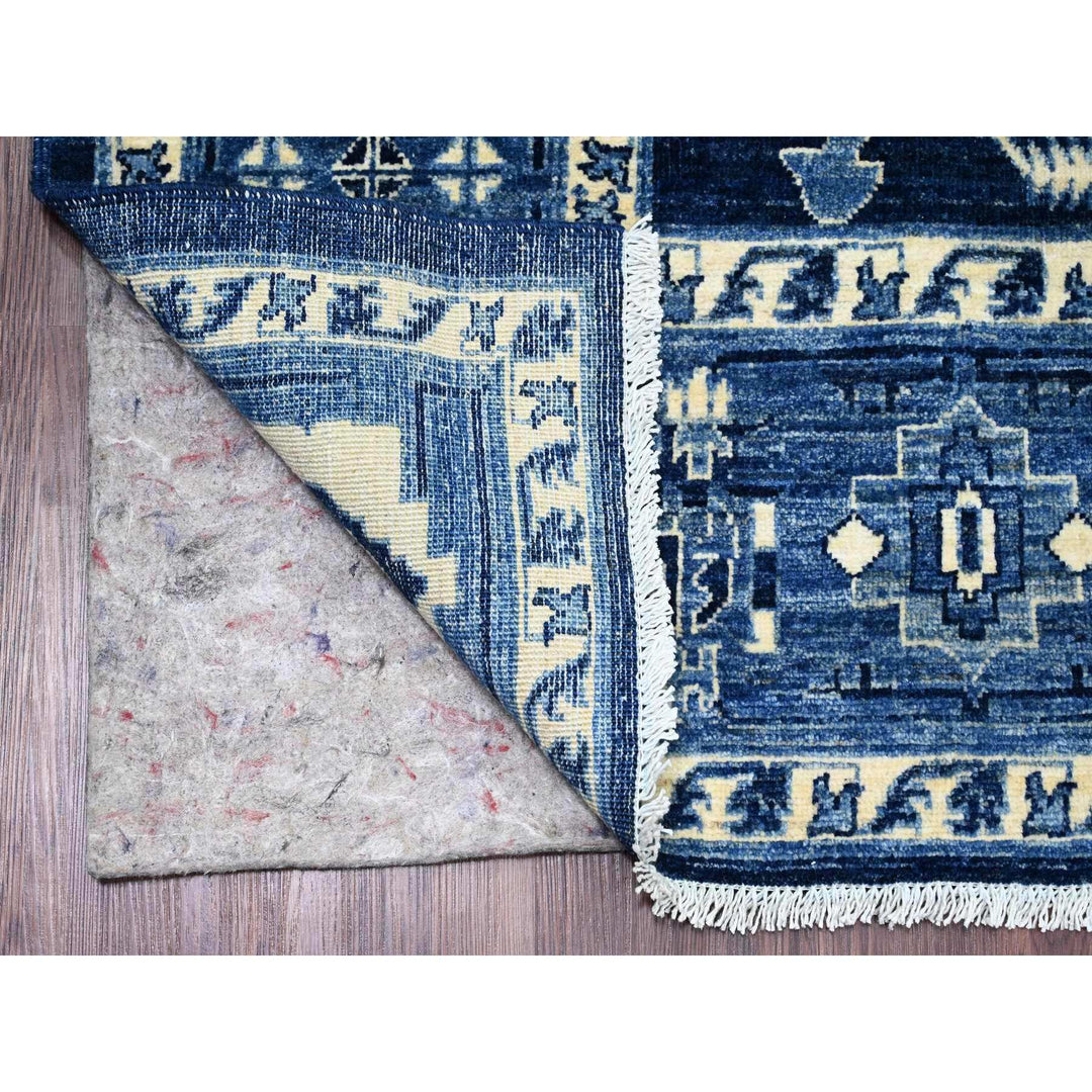 8'2" x 9'9" New Hand Knotted Blue Wool Rectangle Oriental Rug - MOA10220739