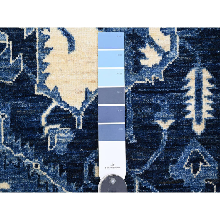 8'2" x 9'9" New Hand Knotted Blue Wool Rectangle Oriental Rug - MOA10220739