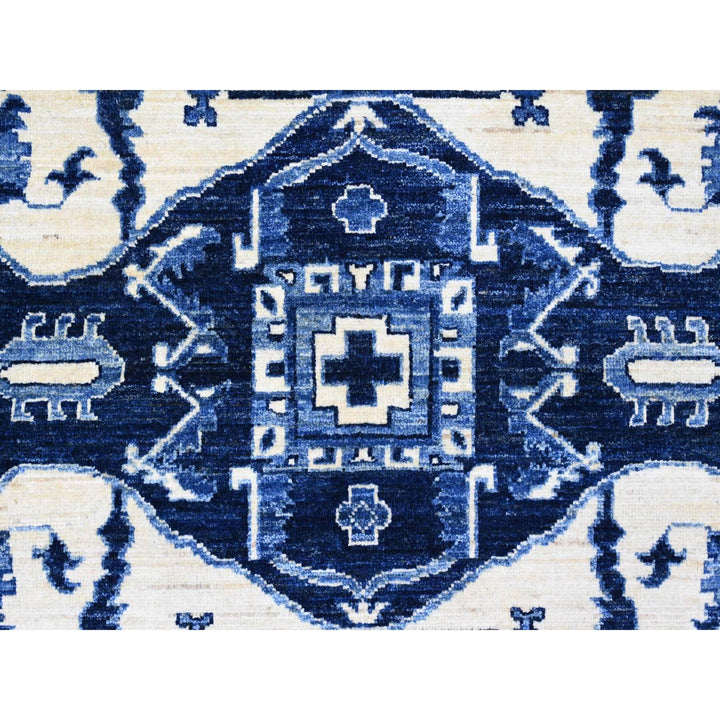 8'2" x 9'9" New Hand Knotted Blue Wool Rectangle Oriental Rug - MOA10220739