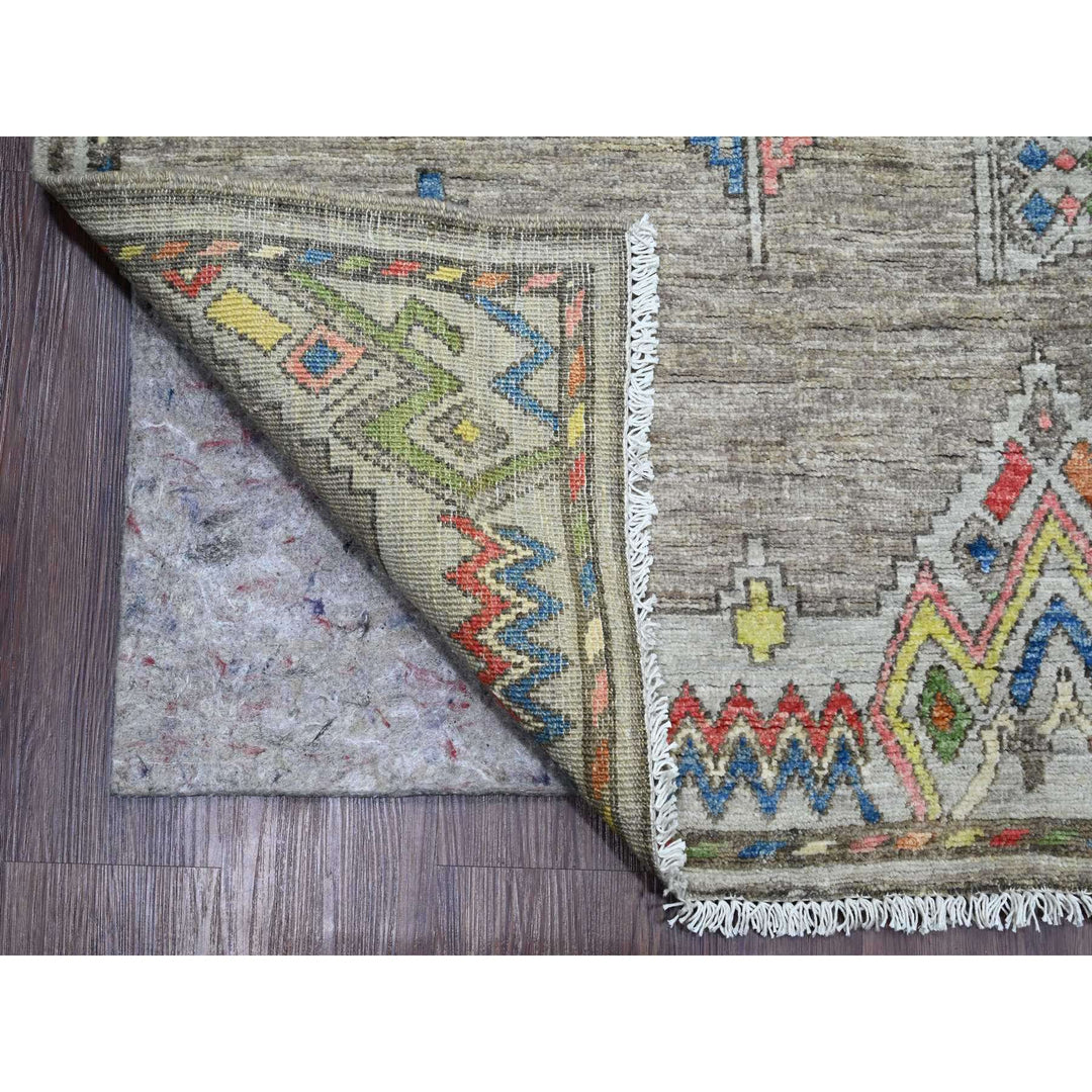 9'1" x 11'5" New Hand Knotted Grey Wool Rectangle Oriental Rug - MOA10220740