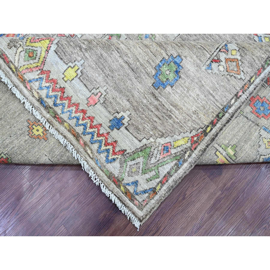 9'1" x 11'5" New Hand Knotted Grey Wool Rectangle Oriental Rug - MOA10220740