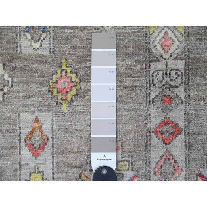 9'1" x 11'5" New Hand Knotted Grey Wool Rectangle Oriental Rug - MOA10220740