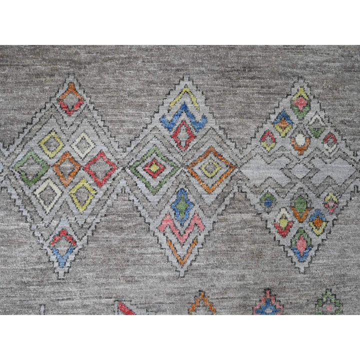 9'1" x 11'5" New Hand Knotted Grey Wool Rectangle Oriental Rug - MOA10220740