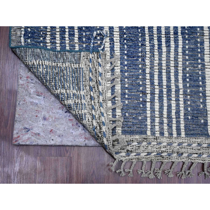 6'0" x 10'4" New Hand Knotted Blue Wool Rectangle Oriental Rug - MOA10220741