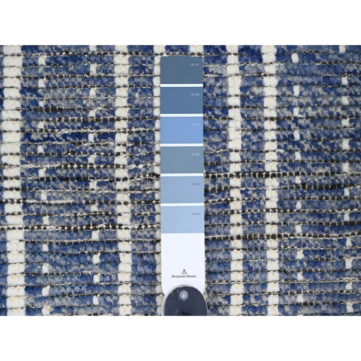 6'0" x 10'4" New Hand Knotted Blue Wool Rectangle Oriental Rug - MOA10220741
