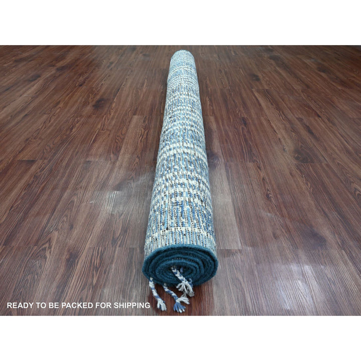 6'0" x 10'4" New Hand Knotted Blue Wool Rectangle Oriental Rug - MOA10220741