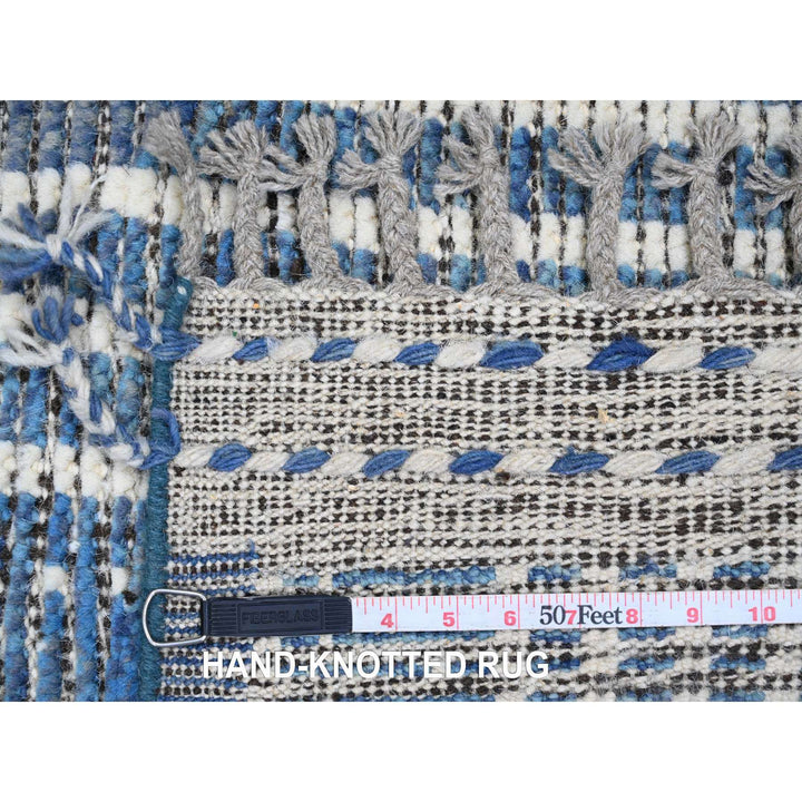 6'0" x 10'4" New Hand Knotted Blue Wool Rectangle Oriental Rug - MOA10220741