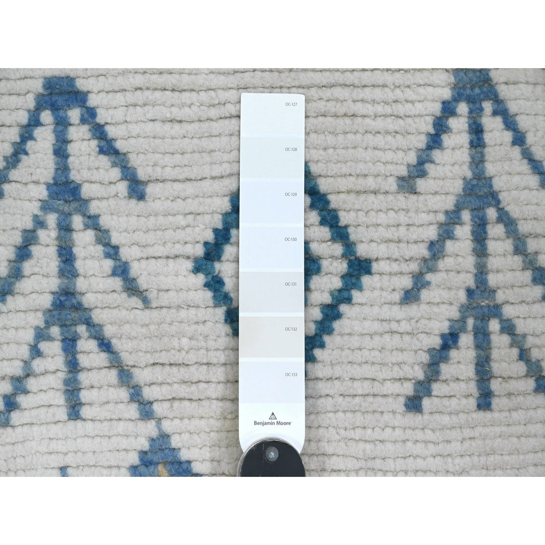 6'0" x 9'3" New Hand Knotted Ivory Wool Rectangle Oriental Rug - MOA10220742