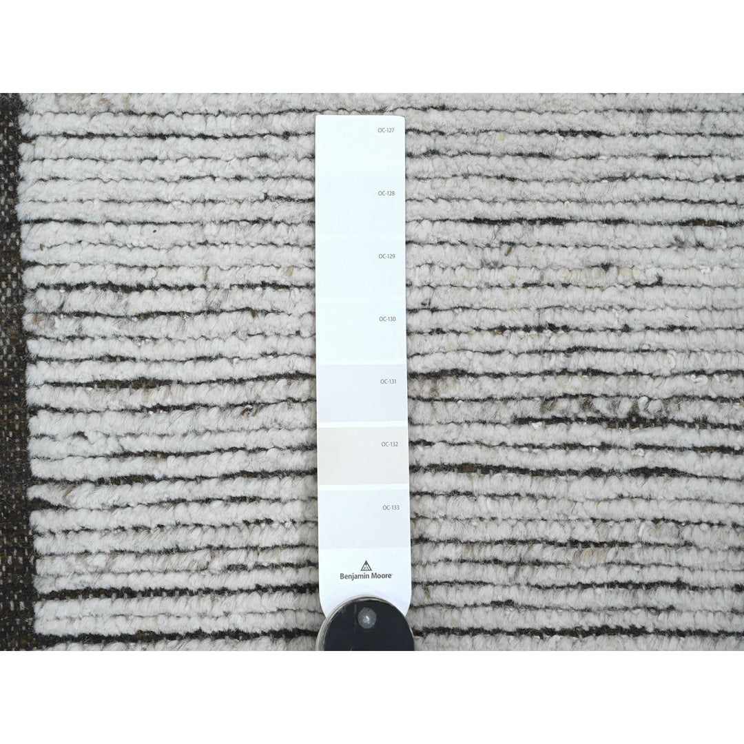 6'6" x 8'11" New Hand Knotted Ivory Wool Rectangle Oriental Rug - MOA10220743
