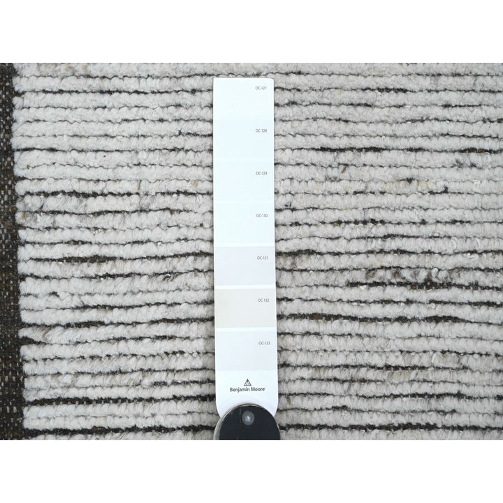 6'6" x 8'11" New Hand Knotted Ivory Wool Rectangle Oriental Rug - MOA10220743