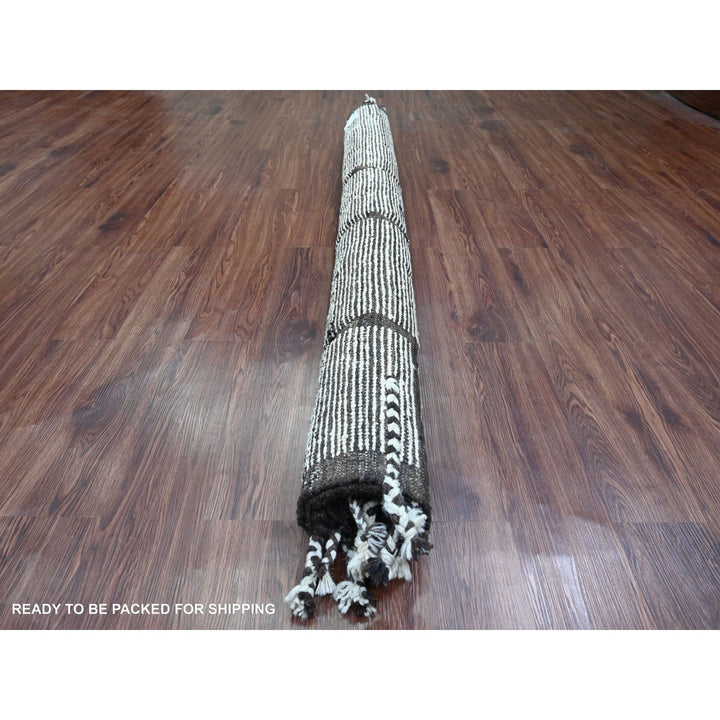 6'6" x 8'11" New Hand Knotted Ivory Wool Rectangle Oriental Rug - MOA10220743