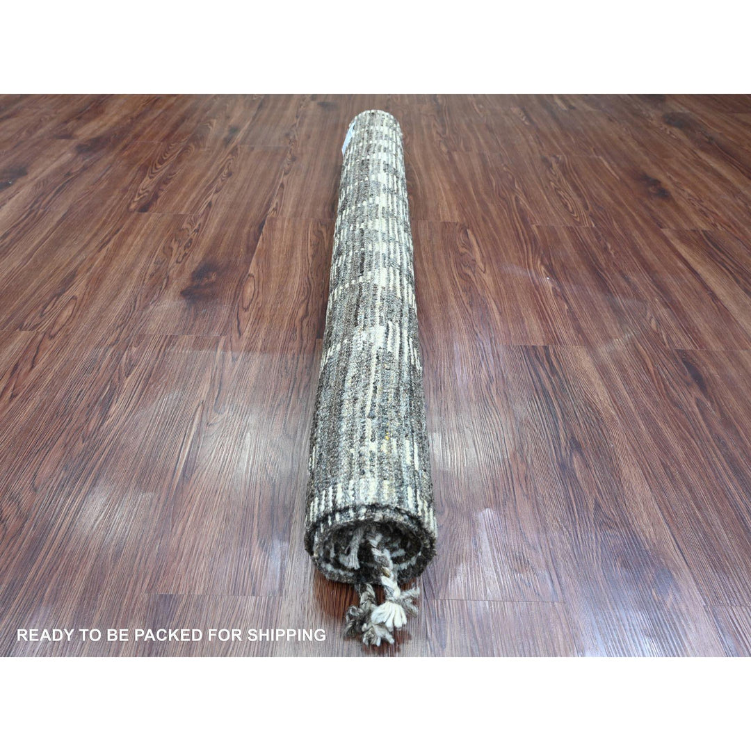 4'1" x 5'6" New Hand Knotted Brown Wool Rectangle Oriental Rug - MOA10220745