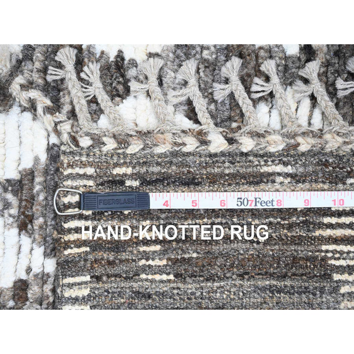 4'1" x 5'6" New Hand Knotted Brown Wool Rectangle Oriental Rug - MOA10220745