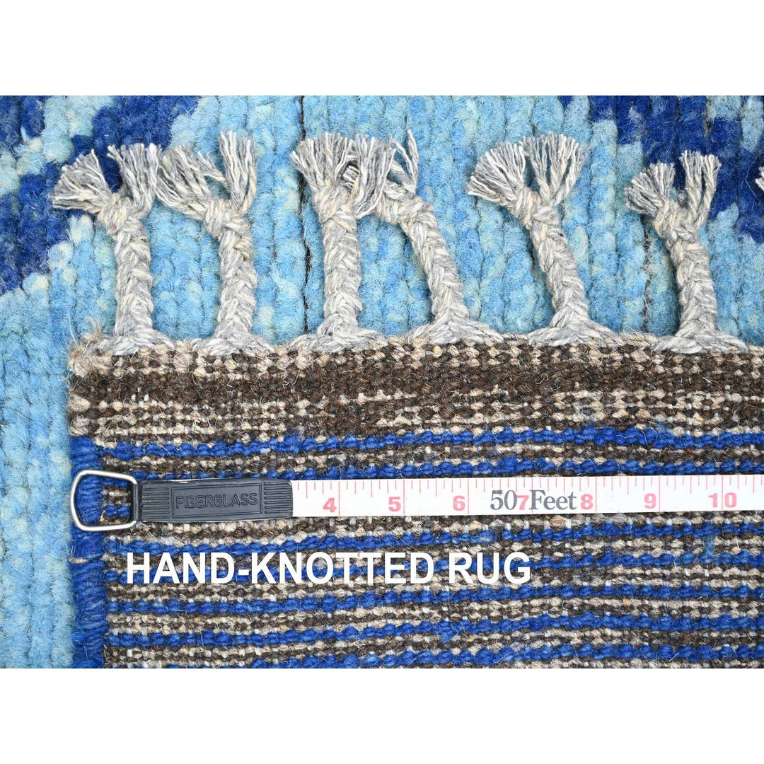 2'10" x 10'3" New Hand Knotted Blue Wool Runner Oriental Rug - MOA10220746
